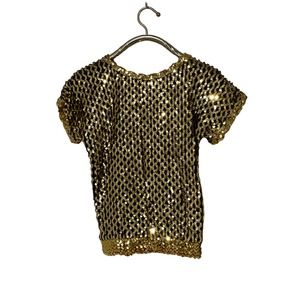ViNTaGe Southeastern Black & Gold Sequin Disco Diva Top S